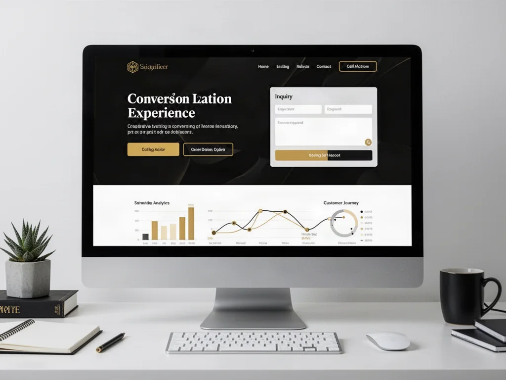 Website interface with inquiry flow and business analytics