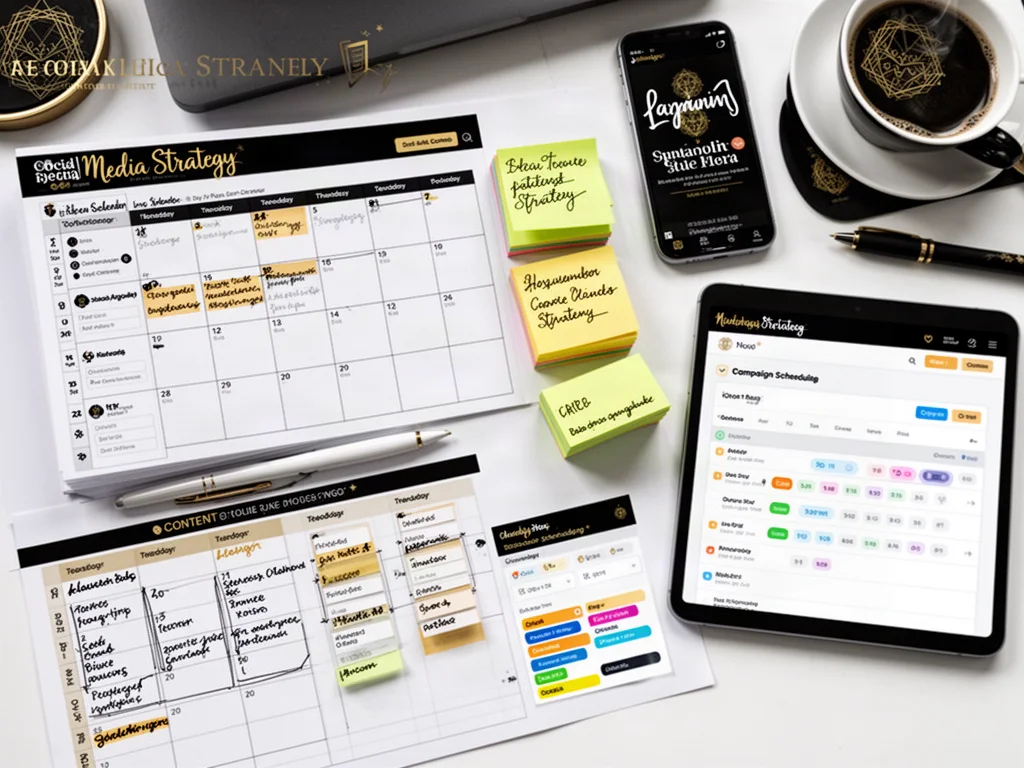 Social media strategy planning workspace